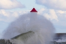 Berwick lighthouse and wave arch. Mar. '23.